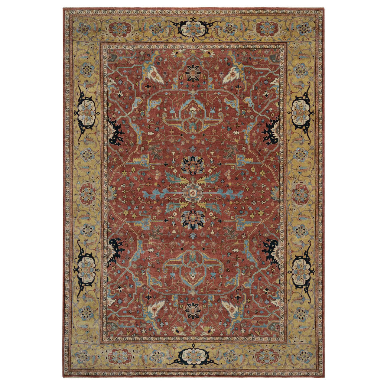 Heriz Wool Hand Knotted Rug Red 10.1x14.2 -O091402