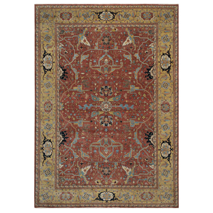 Heriz Wool Hand Knotted Rug Red 10.1x14.2 -O091402