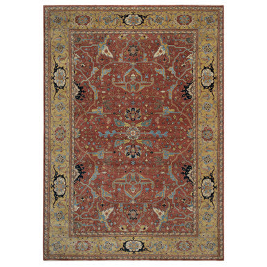 Heriz Wool Hand Knotted Rug Red 10.1x14.2 -O091402