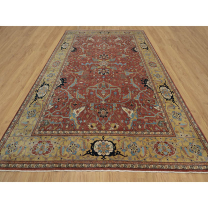 Heriz Wool Hand Knotted Rug Red 10.1x14.2 -O091402