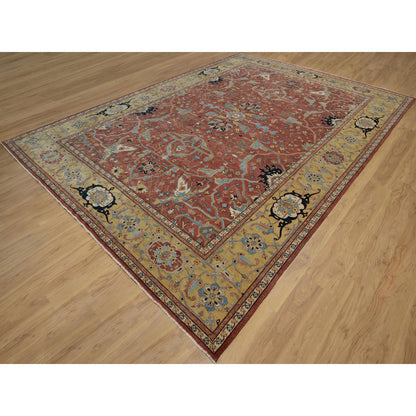 Heriz Wool Hand Knotted Rug Red 10.1x14.2 -O091402