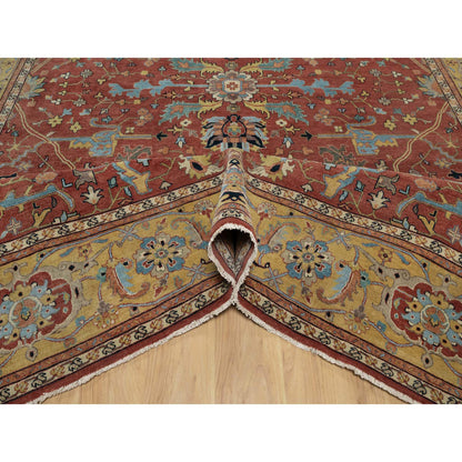 Heriz Wool Hand Knotted Rug Red 10.1x14.2 -O091402