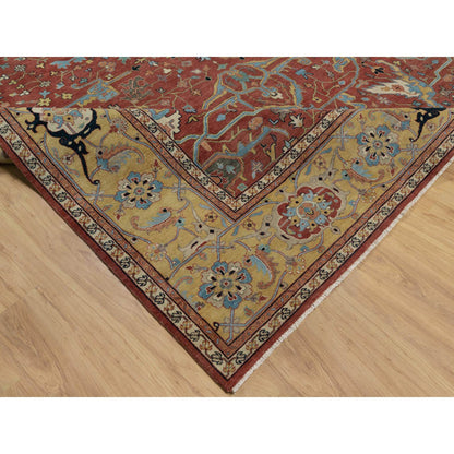 Heriz Wool Hand Knotted Rug Red 10.1x14.2 -O091402