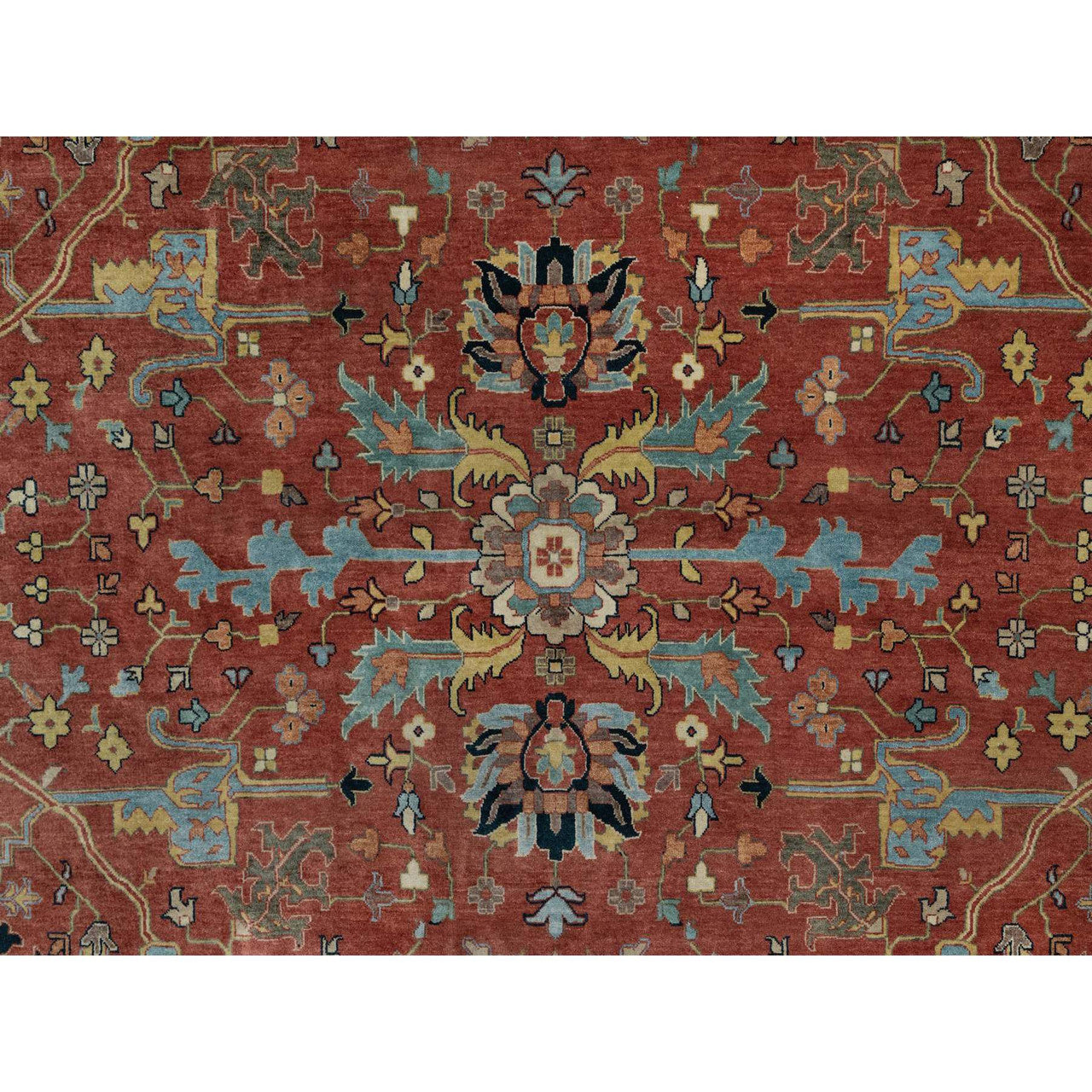 Heriz Wool Hand Knotted Rug Red 10.1x14.2 -O091402