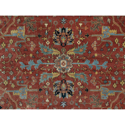 Heriz Wool Hand Knotted Rug Red 10.1x14.2 -O091402