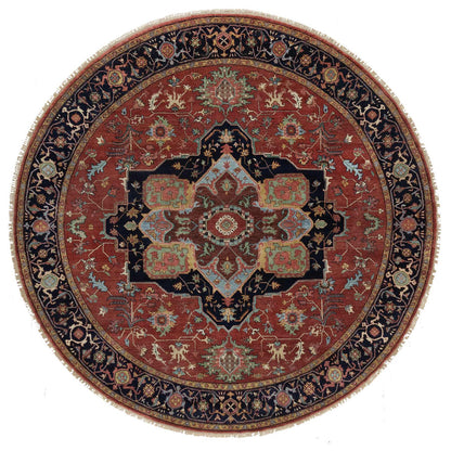 Heriz Wool Hand Knotted Rug Red 8.0x8.0 -O091405