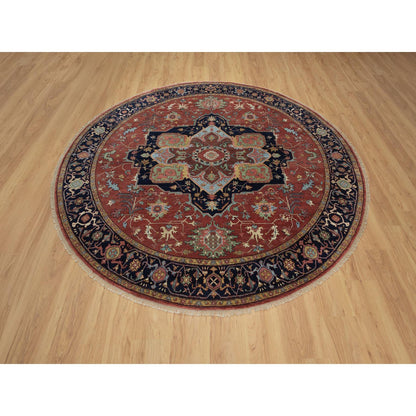 Heriz Wool Hand Knotted Rug Red 8.0x8.0 -O091405