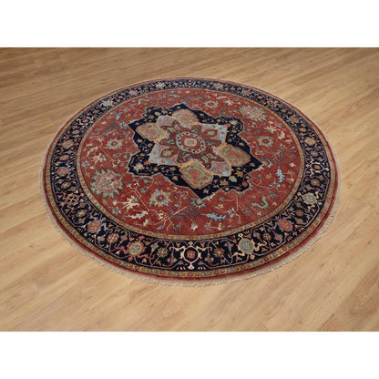 Heriz Wool Hand Knotted Rug Red 8.0x8.0 -O091405