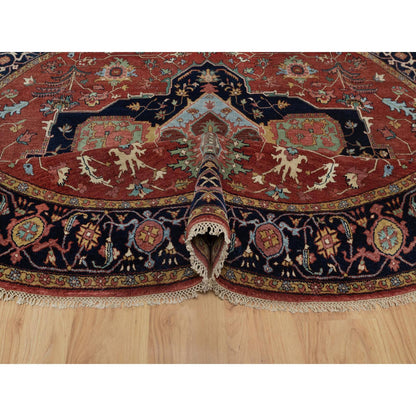 Heriz Wool Hand Knotted Rug Red 8.0x8.0 -O091405