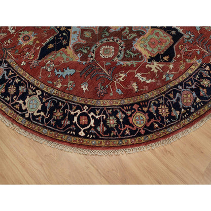 Heriz Wool Hand Knotted Rug Red 8.0x8.0 -O091405