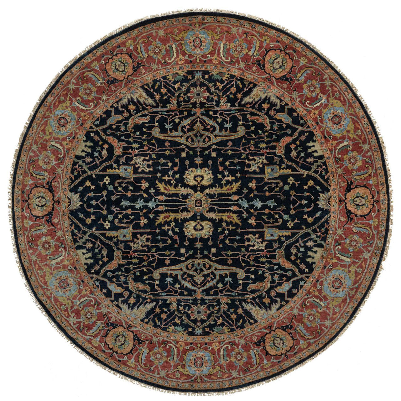 Heriz Wool Hand Knotted Rug Blue 10.1x10.1 -O091406