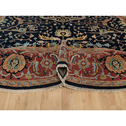 Heriz Wool Hand Knotted Rug Blue 10.1x10.1 -O091406