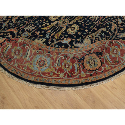 Heriz Wool Hand Knotted Rug Blue 10.1x10.1 -O091406