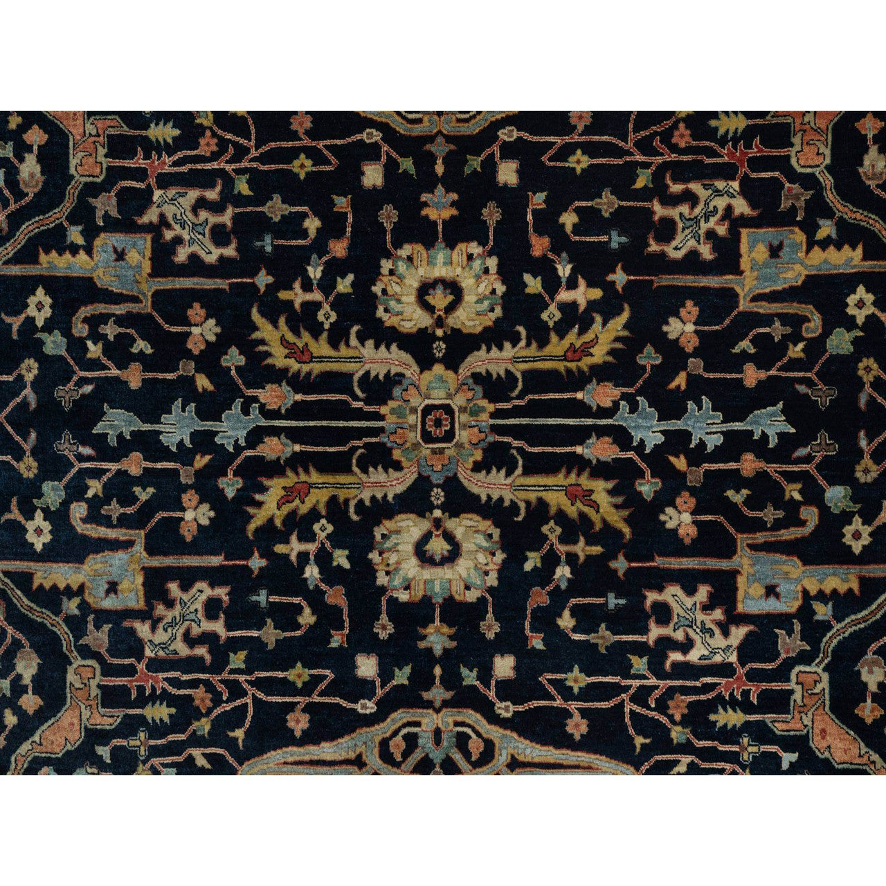 Heriz Wool Hand Knotted Rug Blue 10.1x10.1 -O091406