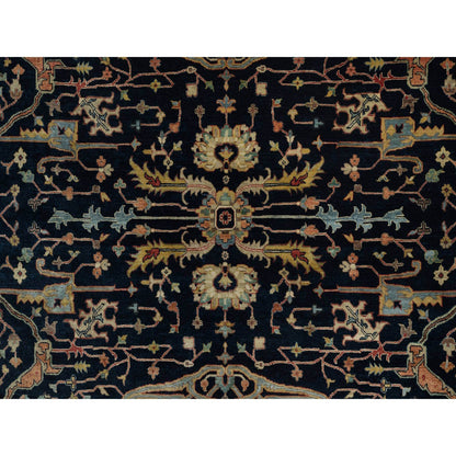 Heriz Wool Hand Knotted Rug Blue 10.1x10.1 -O091406