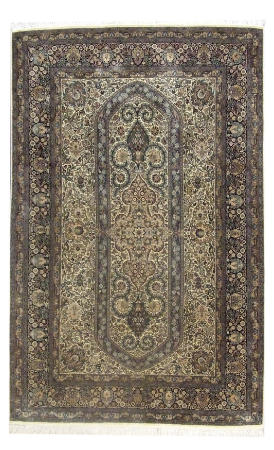 Fine Silk Shalimar Tabriz 4'0"x6'0" Hand-knotted Rug -con-10a