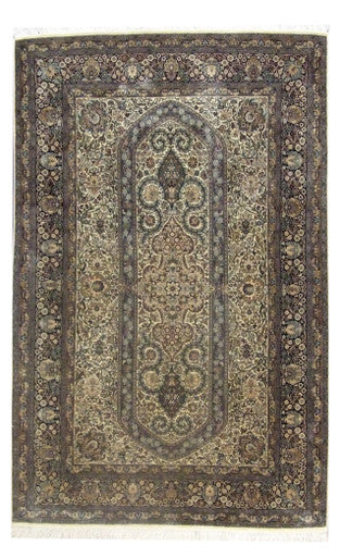 Fine Silk Shalimar Tabriz 4'0"x6'0" Hand-knotted Rug -con-10a