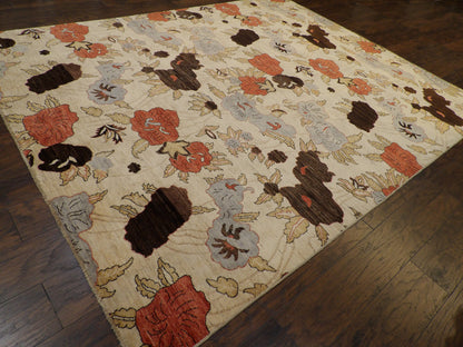 Oushak Chobie Rose Flower Design Natural-dye 8'0"x10'0" Hand-knotted Rug -w1011