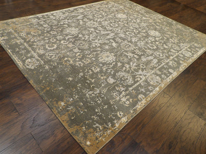 Vintage Erase Design Low Pile Antique Wash 8' x 10'  Hand-knotted Rug - w1013
