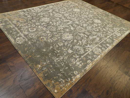Vintage Erase Design Low Pile Antique Wash 8' x 10'  Hand-knotted Rug - w1013