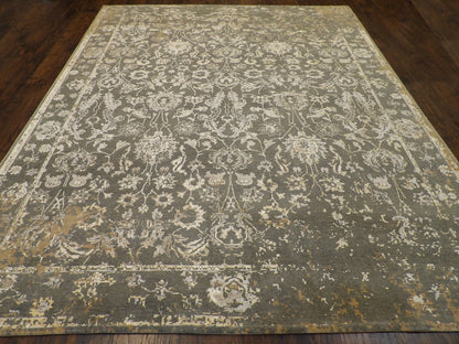 Vintage Erase Design Low Pile Antique Wash 8' x 10'  Hand-knotted Rug - w1013