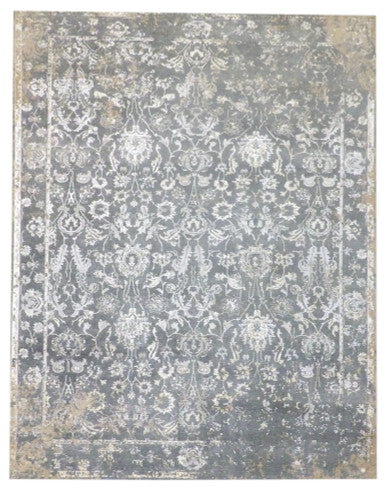 Vintage Erase Design Low Pile Antique Wash 8' x 10'  Hand-knotted Rug - w1013