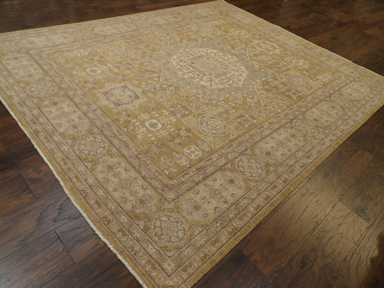 Gold 8'0" x 10'0" Khotan Chobie Wash Hand knotted Wool Rug - Sku: w1022