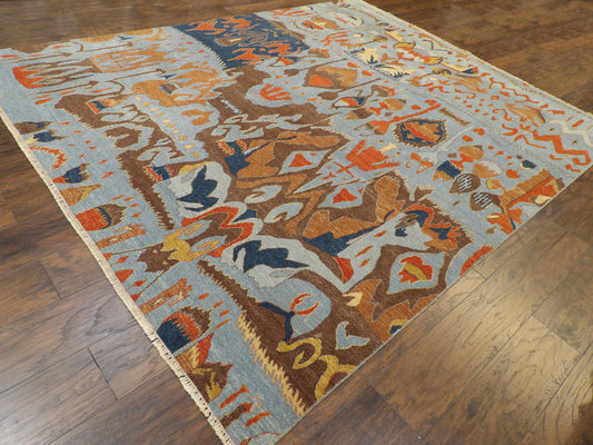 Moroccan Colorful Tribal Village Design 8'0"x10'0" Hand-knotted Rug -w1024
