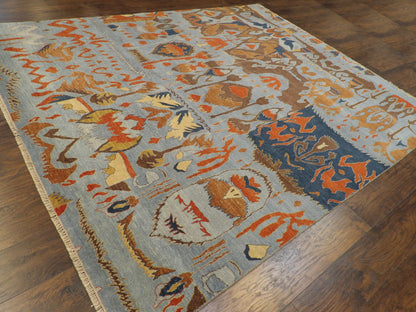 Moroccan Colorful Tribal Village Design 8'0"x10'0" Hand-knotted Rug -w1024