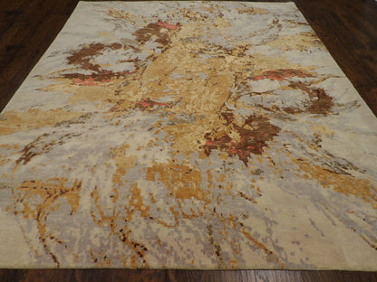 Modern Abstract Design 8'0"x10'0" Hand-knotted Rug -W1033