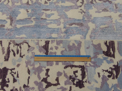 Transitional Abstract Carved 8'0"x10'0" Hand-knotted Rug -W1037