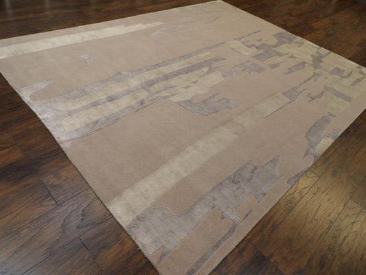Modern Abstract Wave Design 8'0"x10'0" Hand-knotted Rug -w1047