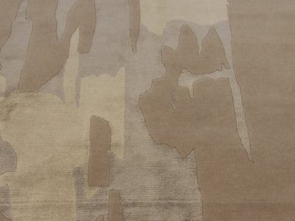 Modern Abstract Wave Design 8'0"x10'0" Hand-knotted Rug -w1047