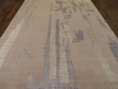 Modern Abstract Wave Design 8'0"x10'0" Hand-knotted Rug -w1047