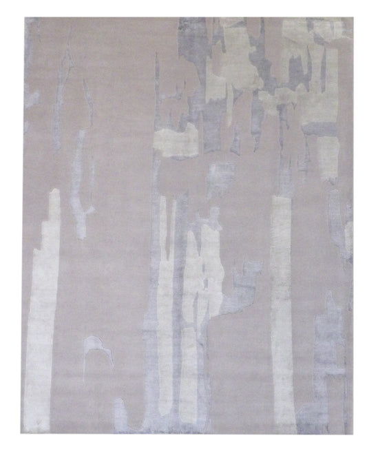 Modern Abstract Wave Design 8'0"x10'0" Hand-knotted Rug -w1047