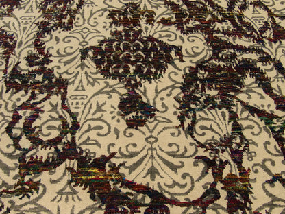 Transitional Oxidized Sari Silk Damask Design 8'0"x10'0" Hand-knotted Rug -w1052