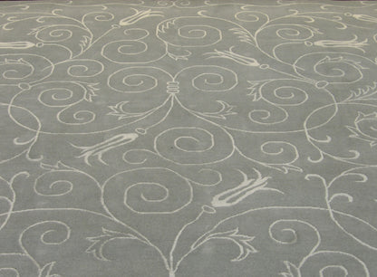 Transitional Floral Design 8'0"x10'0" Hand-knotted Rug -w1053