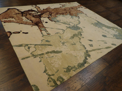 Transitional Flash Design 8'0"x10'0" Hand-knotted Rug -w1061