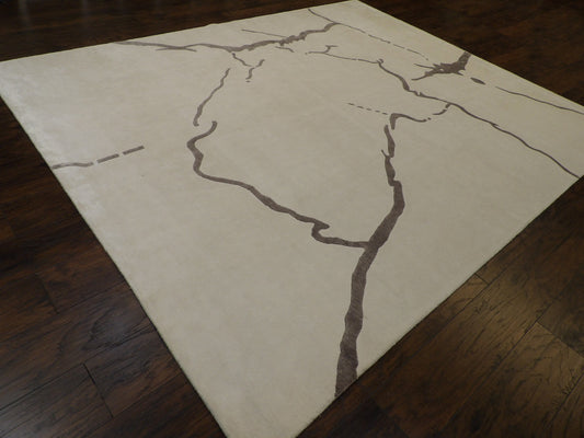 Transitional Wave Design 8'0"x10'0" Hand-knotted Rug -w1062