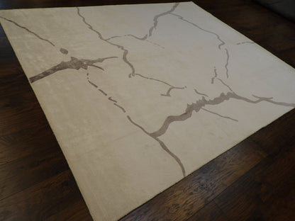 Transitional Wave Design 8'0"x10'0" Hand-knotted Rug -w1062