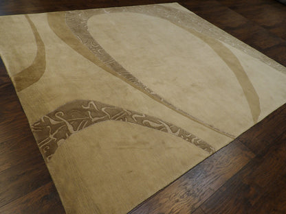 Modern Curve Design 8'0"x10'0" Hand-knotted Rug -w1064