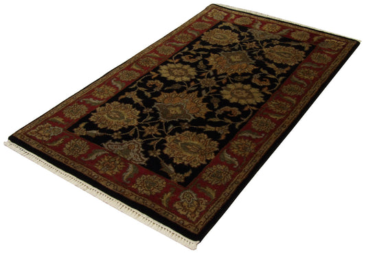 Kashan Jaipur 3'0"x5'0" Hand-knotted Rug -w110