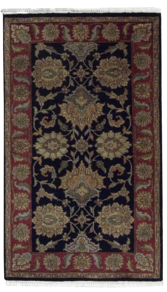 Kashan Jaipur 3'0"x5'0" Hand-knotted Rug -w110