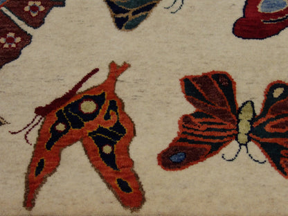 Butterfly Design Coastal 4'0"x6'0" Hand-knotted Rug w11014