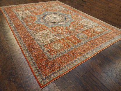 Mamluk Oushak Natural-dye 9'0"x12'0" Hand-knotted Rug -w11378