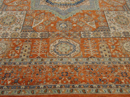 Mamluk Oushak Natural-dye 9'0"x12'0" Hand-knotted Rug -w11378