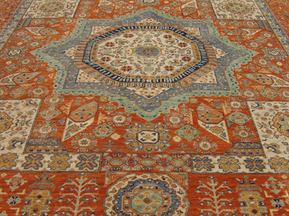 Mamluk Oushak Natural-dye 9'0"x12'0" Hand-knotted Rug -w11378