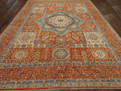 Mamluk Oushak Natural-dye 9'0"x12'0" Hand-knotted Rug -w11378