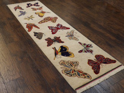 Modern Butterfly Design 2'6" x 8'0'' Hand knotted Rug - w11019