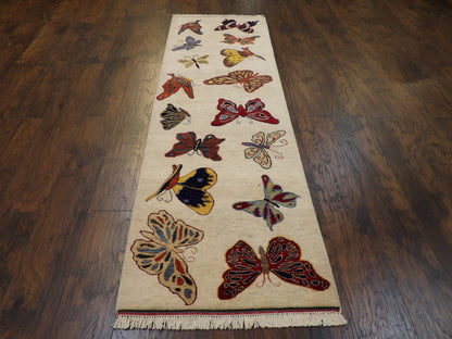 Modern Butterfly Design 2'6" x 8'0'' Hand knotted Rug - w11019
